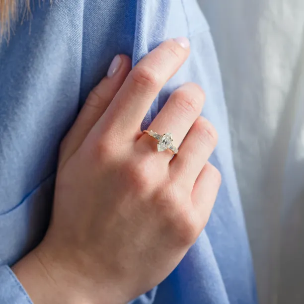 Elegant ring with hexagon moissanite DUKE Image
