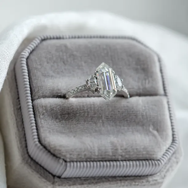 Luxury engagement ring with hexagon moissanite KENT Image