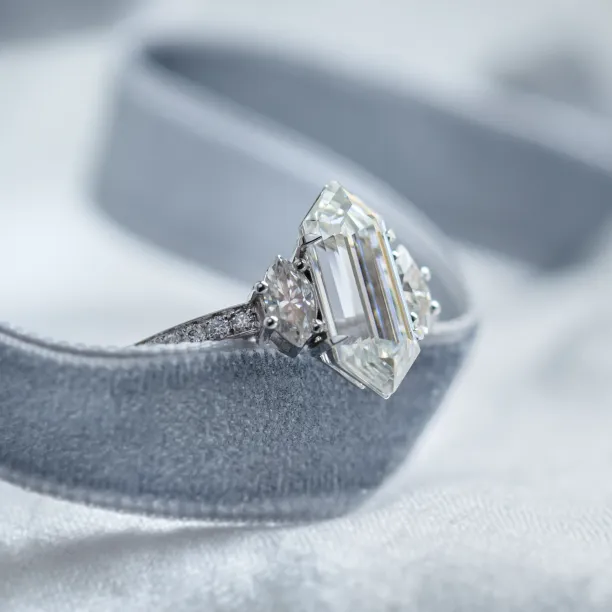 Luxury engagement ring with hexagon moissanite KENT Image