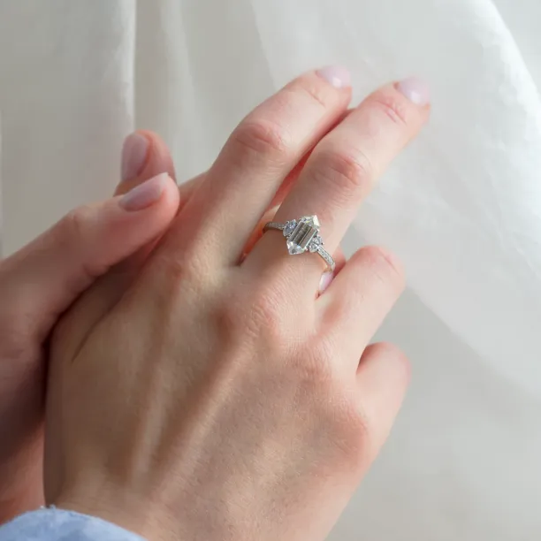 Luxury engagement ring with hexagon moissanite KENT Image
