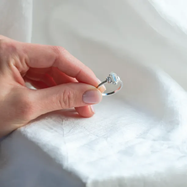 Luxury engagement ring with hexagon moissanite KENT Image