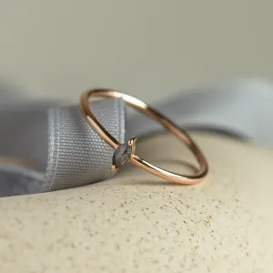 Minimalist engagement ring with marquise salt and pepper diamond MARKETA