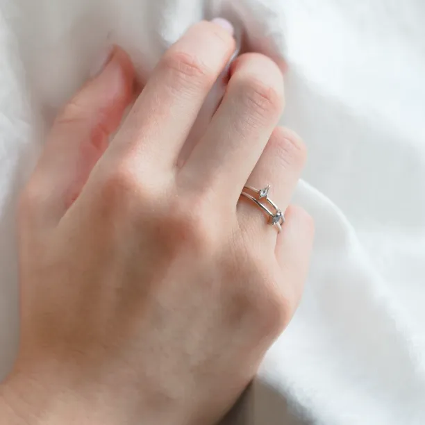 Minimalist engagement ring with marquise salt and pepper diamond MARKETA