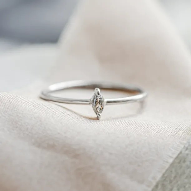 Minimalist engagement ring with marquise salt and pepper diamond MARKETA