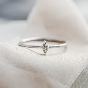 Minimalist engagement ring with marquise salt and pepper diamond MARKETA