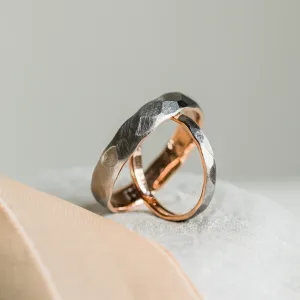 Black wedding bands in gold with hammered surface AZTEK Thumbnail