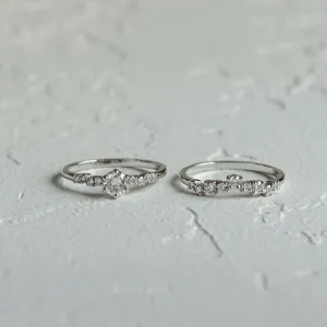 Zásnubní a svatební prsten s diamanty GABRIELE zobrazené odděleně