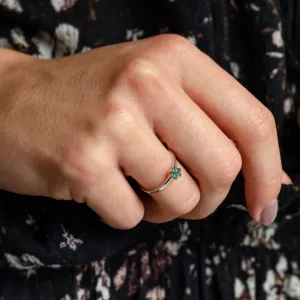 ALF minimalist moss agate ring worn on a hand