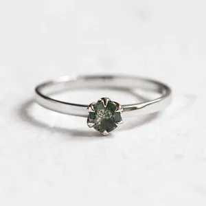 Minimalist ring with moss agate ALF