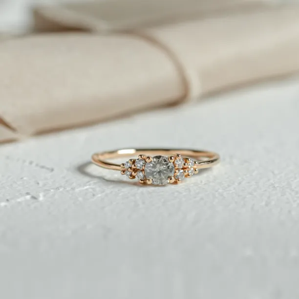 Elegant engagement ring with salt and pepper diamond ANGELA Image