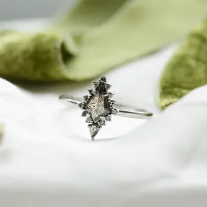 Detailní pohled na prsten DOME se salt'n'pepper diamanty