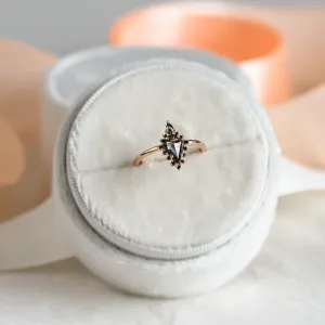 Zlatý prsten DOME se salt'n'pepper diamanty, detail na podušce
