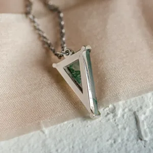 Gold triangle moss agate necklace GALADRIEL Thumbnail