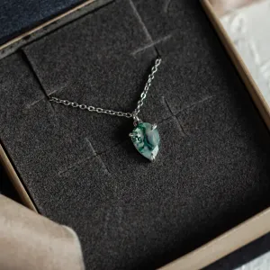 Gold necklace with pear moss agate NOLDOR