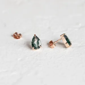 Gold pear moss agate earrings ARDY Thumbnail