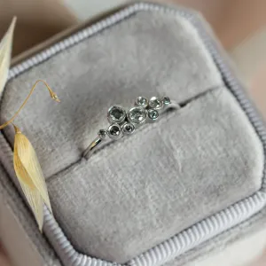 Cluster bezel ring with salt'n'pepper diamonds BUBBLE Thumbnail