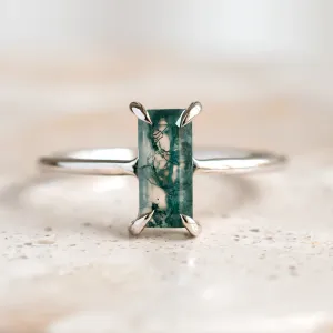 FAIRY ring with baguette moss agate