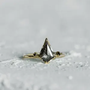 Detail zásnubního setu MEGHAN s diamantem salt'n'pepper ve tvaru kite