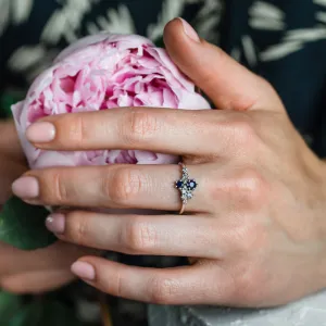 Gold cluster ring with sapphires and diamonds NAUTICA Thumbnail
