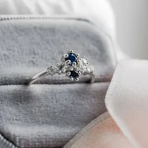 Gold cluster ring with sapphires and diamonds NAUTICA Thumbnail