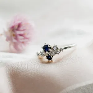 Gold cluster ring with sapphires and diamonds NAUTICA Thumbnail