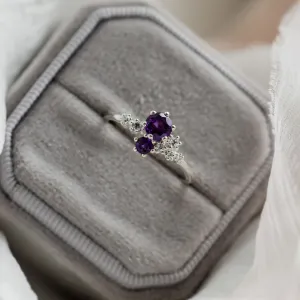 Gold cluster ring with amethyst and diamonds BERRY