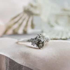 Cluster ring with rutilated quartz and diamonds SATURN Thumbnail