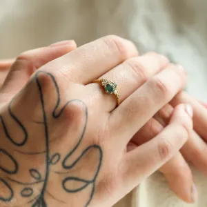 Cluster ring with moss agate and diamonds FANTASY Thumbnail