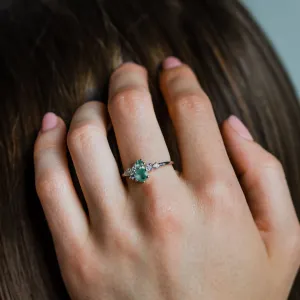 Cluster ring with moss agate and diamonds FANTASY Thumbnail