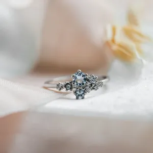 Cluster ring with aquamarines and diamonds GLACIER Thumbnail