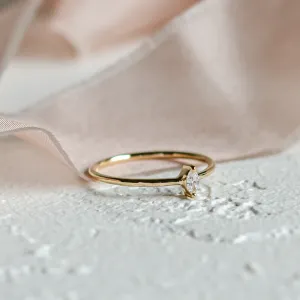 Angled view of the ANTOINETTA engagement ring with a marquise diamond