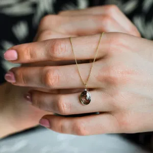 Gold necklace with oval salt'n'pepper diamond VICTORIA
