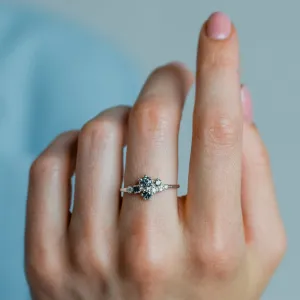Unusual cluster ring with salt'n'pepper diamonds GEMBA Thumbnail
