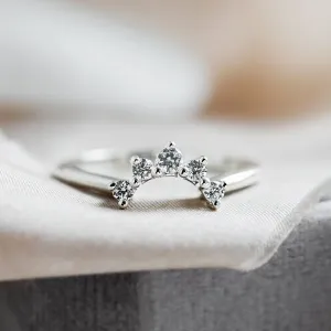 Curved gold wedding ring with diamonds ENNIO Thumbnail