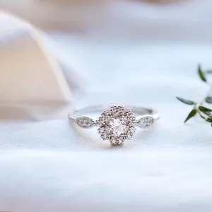 CALYPSO vintage diamond ring in white gold, shown from the front