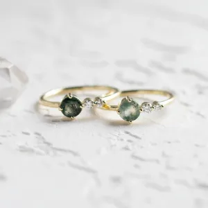Decent ring with moss agate and diamonds FOREST Thumbnail