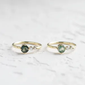 Decent ring with moss agate and diamonds FOREST Thumbnail
