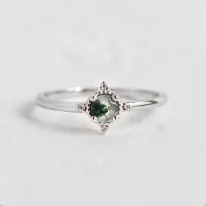 Unusual engagement ring with moss agate and diamonds ALBA Thumbnail
