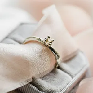 Close-up of the gold branch ring with morganite DREMIA