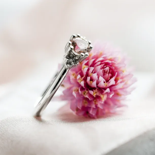 Romantic engagement ring with morganite and diamonds MONYX Image