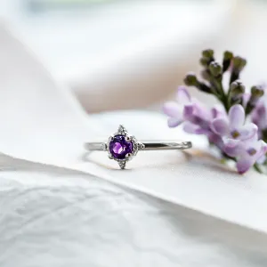 Gold ring with amethyst and diamonds ALBINA Thumbnail