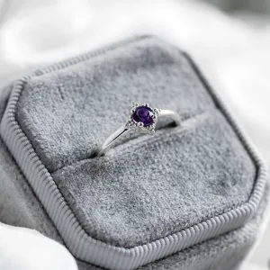 Gold ring with amethyst and diamonds ALBINA Thumbnail