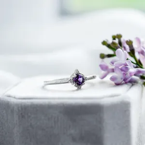 Gold ring with amethyst and diamonds ALBINA Thumbnail