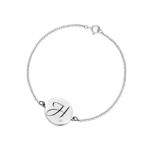 Minimalist silver bracelet with engraving and little heart Renma Thumbnail