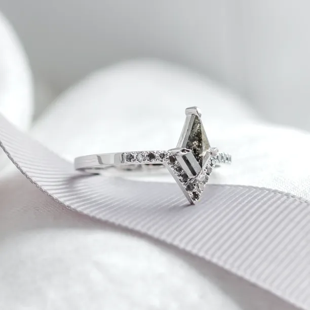 Unusual engagement ring with salt and pepper diamonds FRECCIA Image