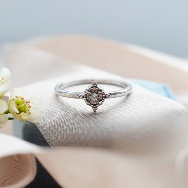 Prsten ESTRELLA se salt and pepper diamanty v jasném pohledu zepředu