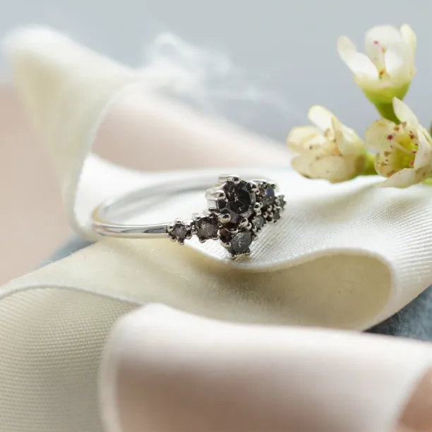 Gold ring with salt and pepper diamonds CLUSTRÉ Image