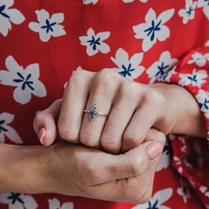 Halo unusual ring with salt'n'pepper diamonds DOMIZIO Thumbnail