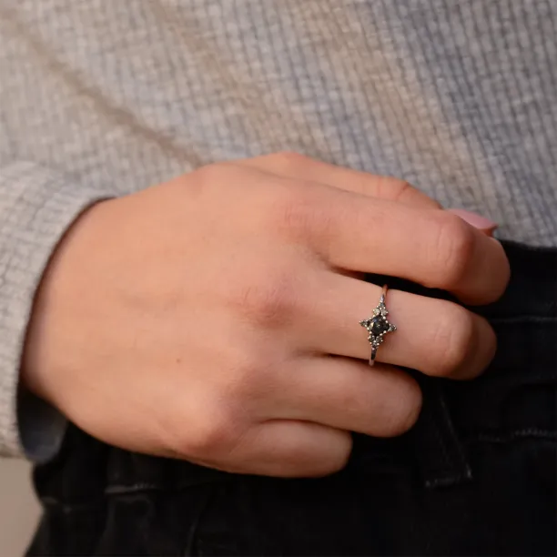 Gold salt'n'pepper diamond ring in vintage style FORTUNATO Image