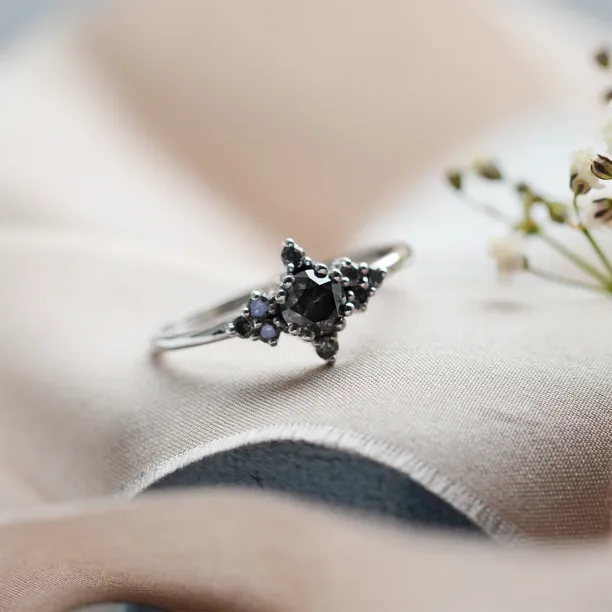 Gold salt'n'pepper diamond ring in vintage style FORTUNATO Image